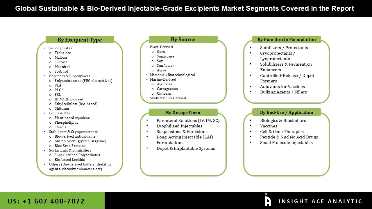 Sustainable & Bio-Derived Injectable-Grade Excipients Market Segmentations Sustainable & Bio-Derived Injectable-Grade Excipients Market